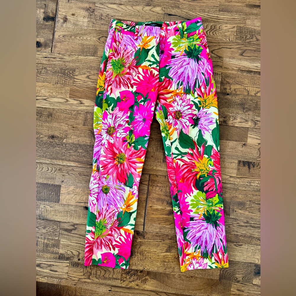 Weekend Max Mara Darling Floral Print Pants Crop Cropped Cigarette Size 4 B